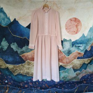 Vintage pink w/lace prairie style dress Size 6